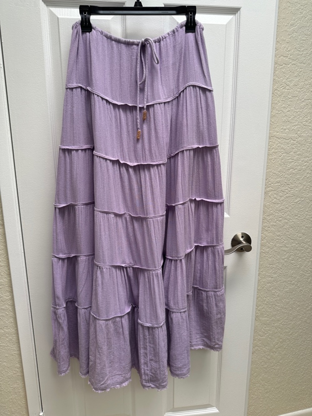 Tiered Lavender Maxi Skirt with Drawstring Waist